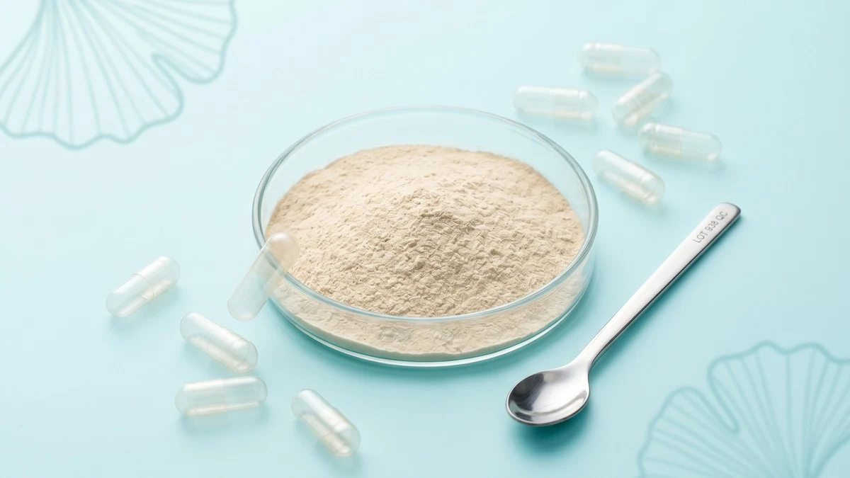 Light hygroscopic powder in a petri dish with clear empty capsules and a sample spoon, illustrating moisture migration and capsule shell selection.